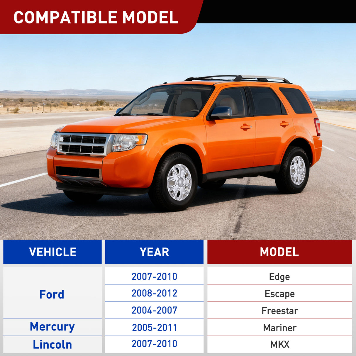 4 Pin Trailer Wiring Harness Kit 56329 Vehicle Custom for 2004 2005 2006 2007 2008 2009 2010 2011 2012 Ford Escape; Edge Freestar; Mazda Tribute; Mercury Mariner; Lincoln MKX