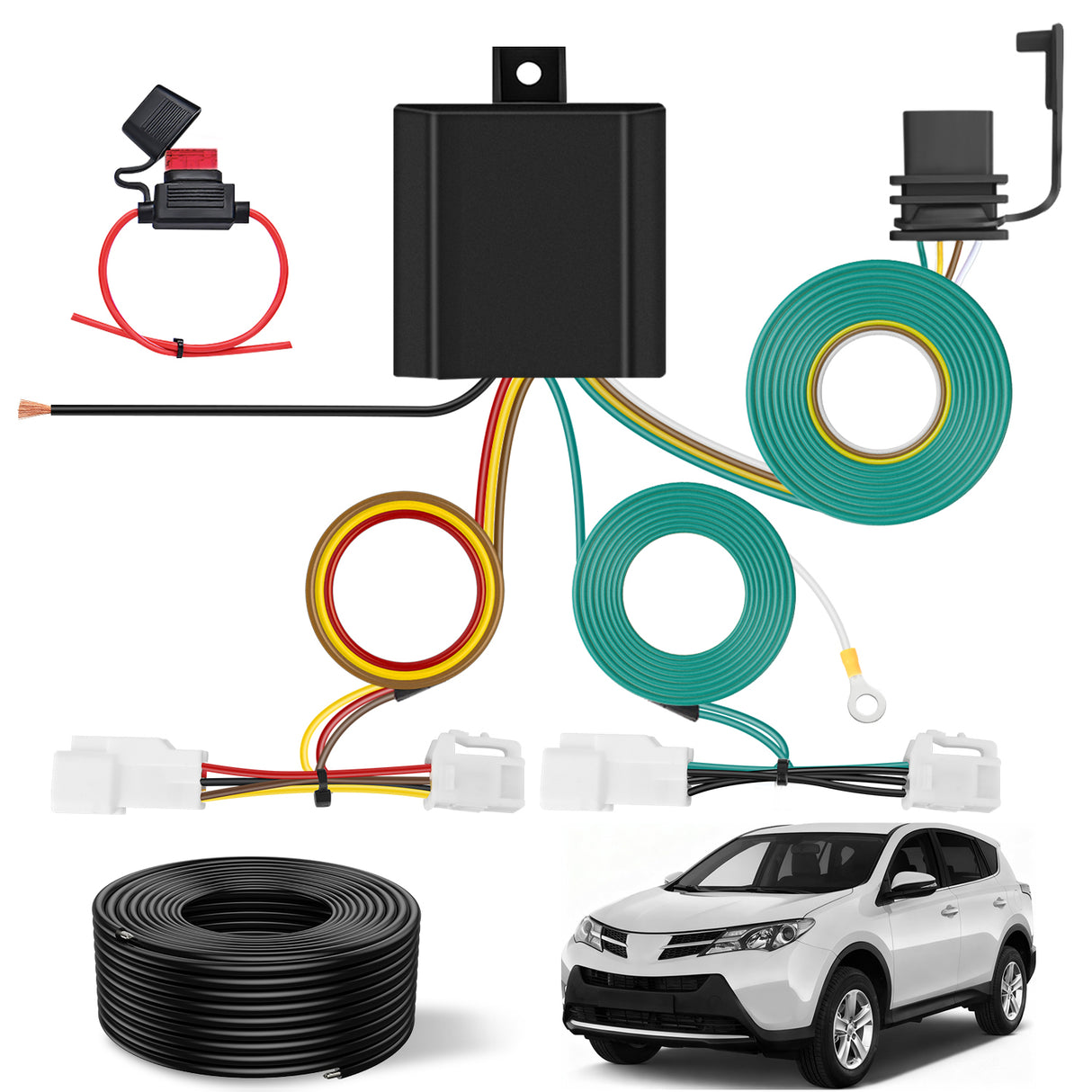 4 Pin Trailer Wiring Harness Kit 56350 Vehicle Side Custom for  2013 2014 2015 2016 2017 2018 2019 2020 2021 2022 Toyota Avalon RAV4 Fit Tow Hitch