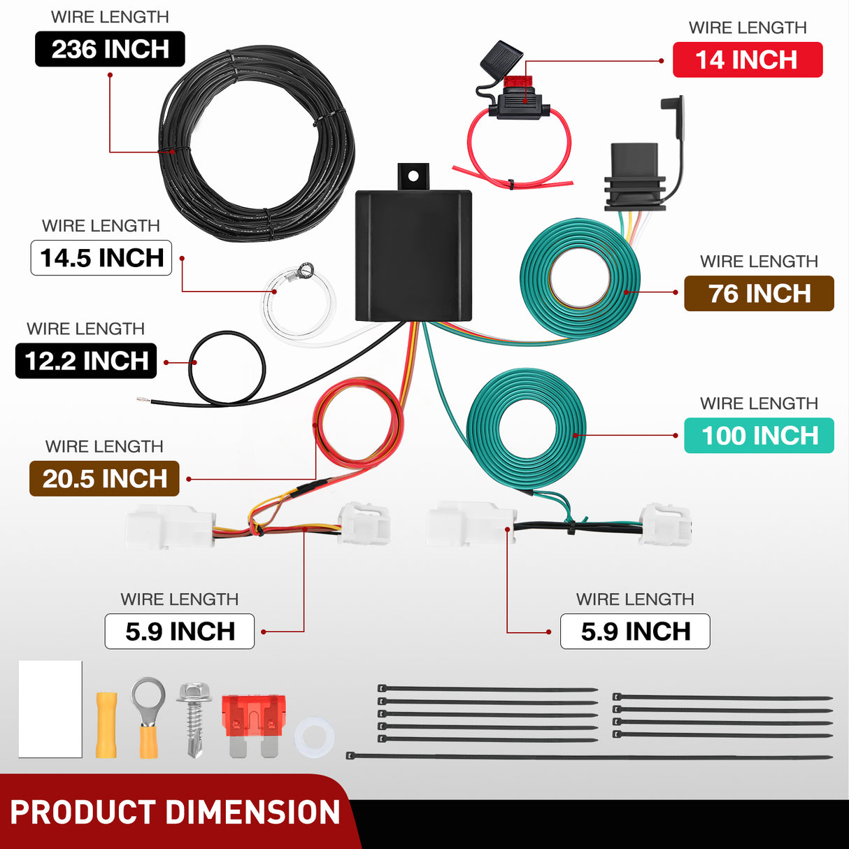 4 Pin Trailer Wiring Harness Kit 56350 Vehicle Side Custom for  2013 2014 2015 2016 2017 2018 2019 2020 2021 2022 Toyota Avalon RAV4 Fit Tow Hitch