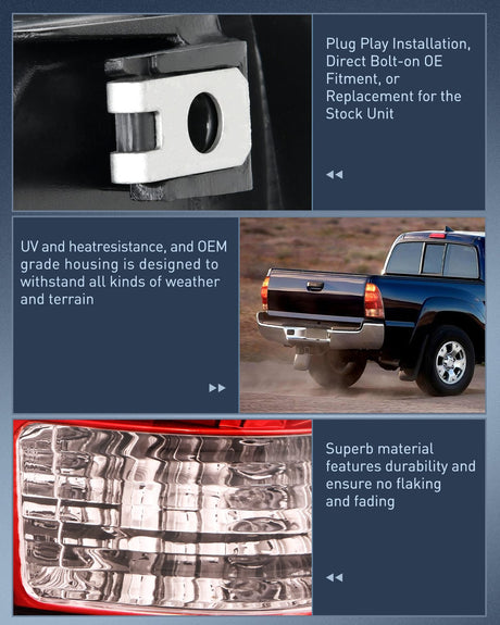 Taillight Assembly 2005 2006 2007 2008 2009 2010 2011 2012 2013 2014 2015 Toyota Tacoma Taillight Assembly Rear Lamp Replacement OE Style Passenger Side