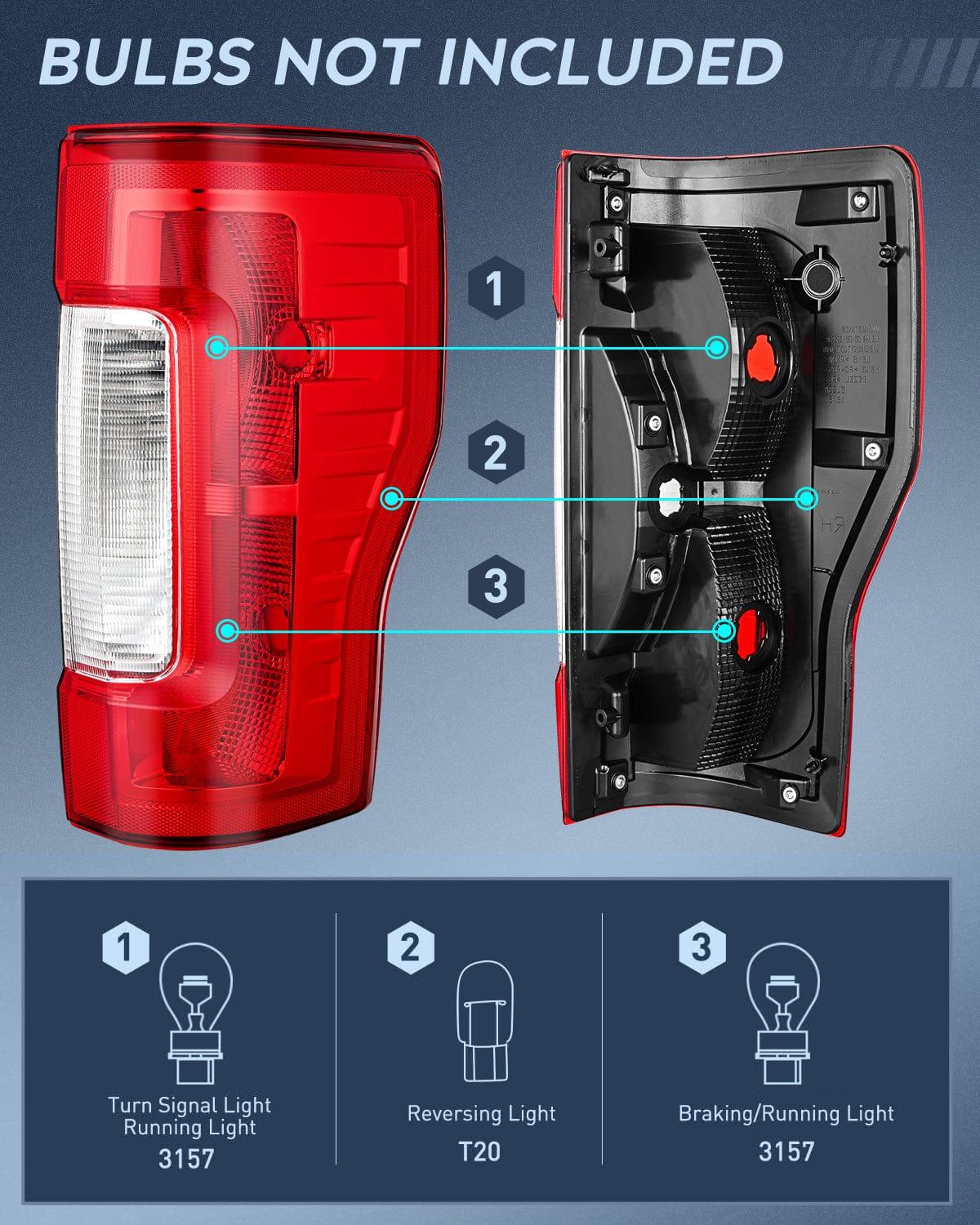 2017-2019 Ford F250 F350 Super Duty Rear Lamp Replacement Taillight Assembly OE Style Passenger Side Red Lens