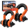 3/4 inch D-Ring Shackle with Towing Pulley Orange (Pair)