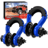 3/4 inch D-Ring Shackle with Towing Pulley Blue (Pair)