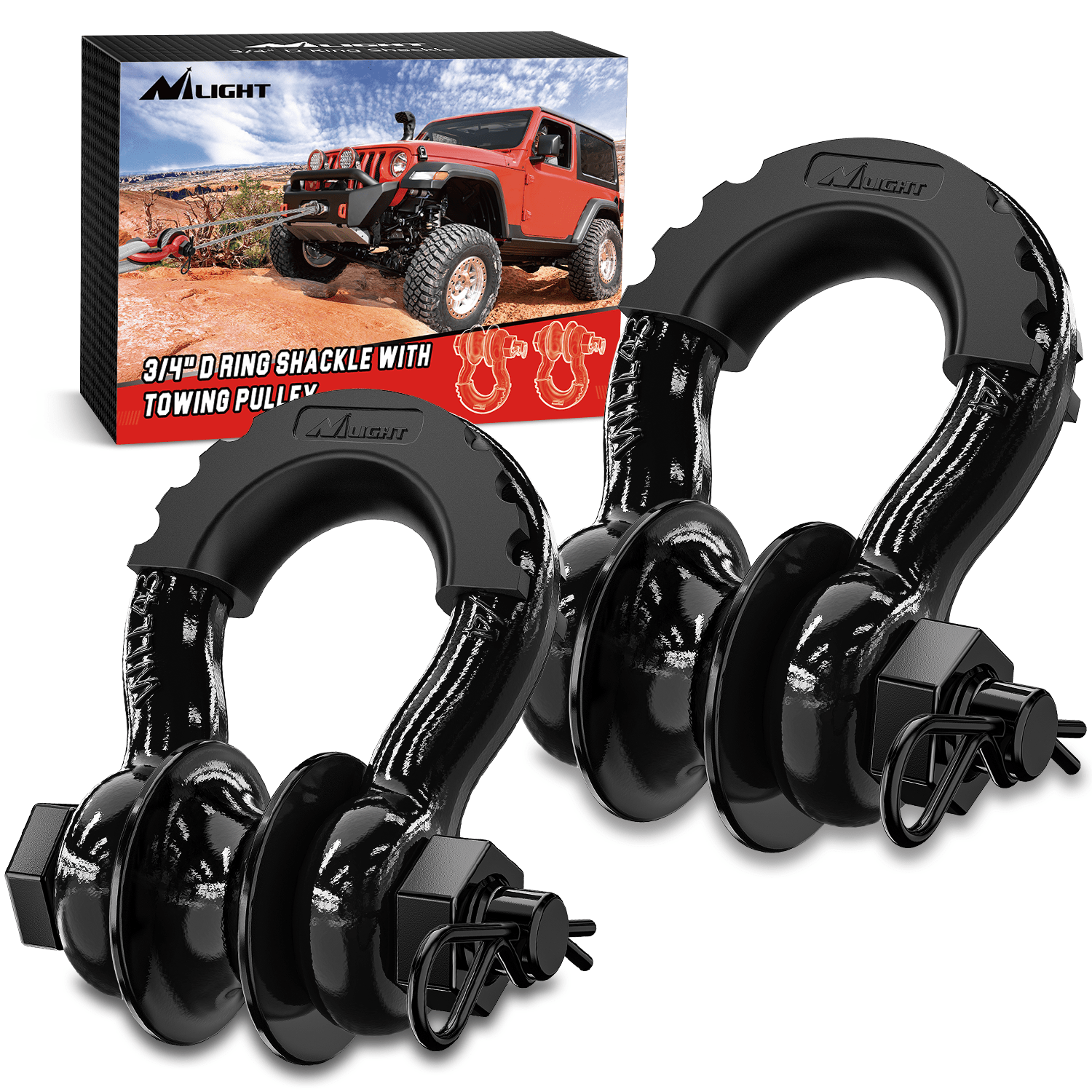 3/4" D-Ring Shackles 28.5 Ton Heavy Duty Tow Shackles (57,000 Lbs
