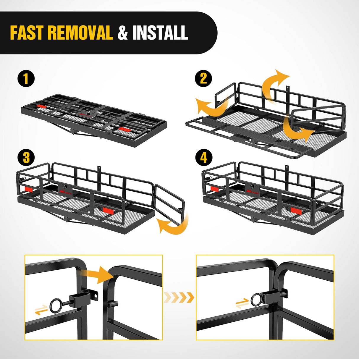 Cargo Carrier 60 x 24 x 14.4 Inch Hitch Cargo Carrier with Hitch Stabilizer