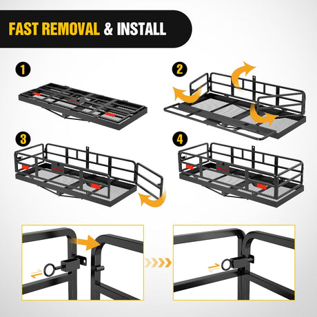 Cargo Carrier 60 x 24 x 14.4 Inch Hitch Cargo Carrier with Hitch Stabilizer