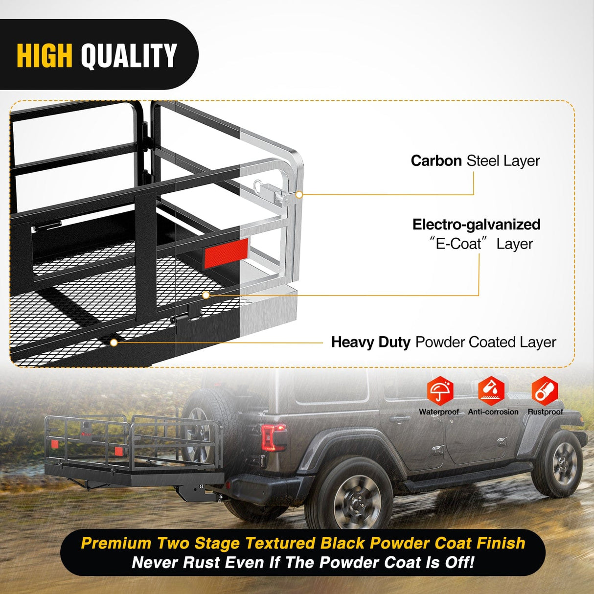 Cargo Carrier 60 x 24 x 14.4 Inch Hitch Cargo Carrier with Hitch Stabilizer