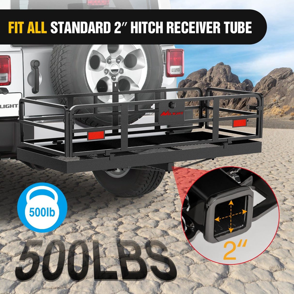 Cargo Carrier 60 x 24 x 14.4 Inch Hitch Cargo Carrier with Hitch Stabilizer