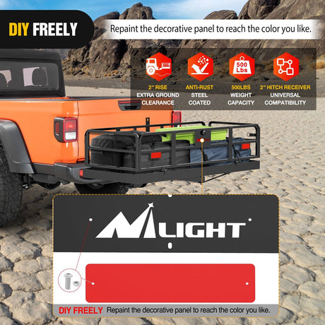 Cargo Carrier 60 x 24 x 14.4 Inch Hitch Cargo Carrier with Hitch Stabilizer