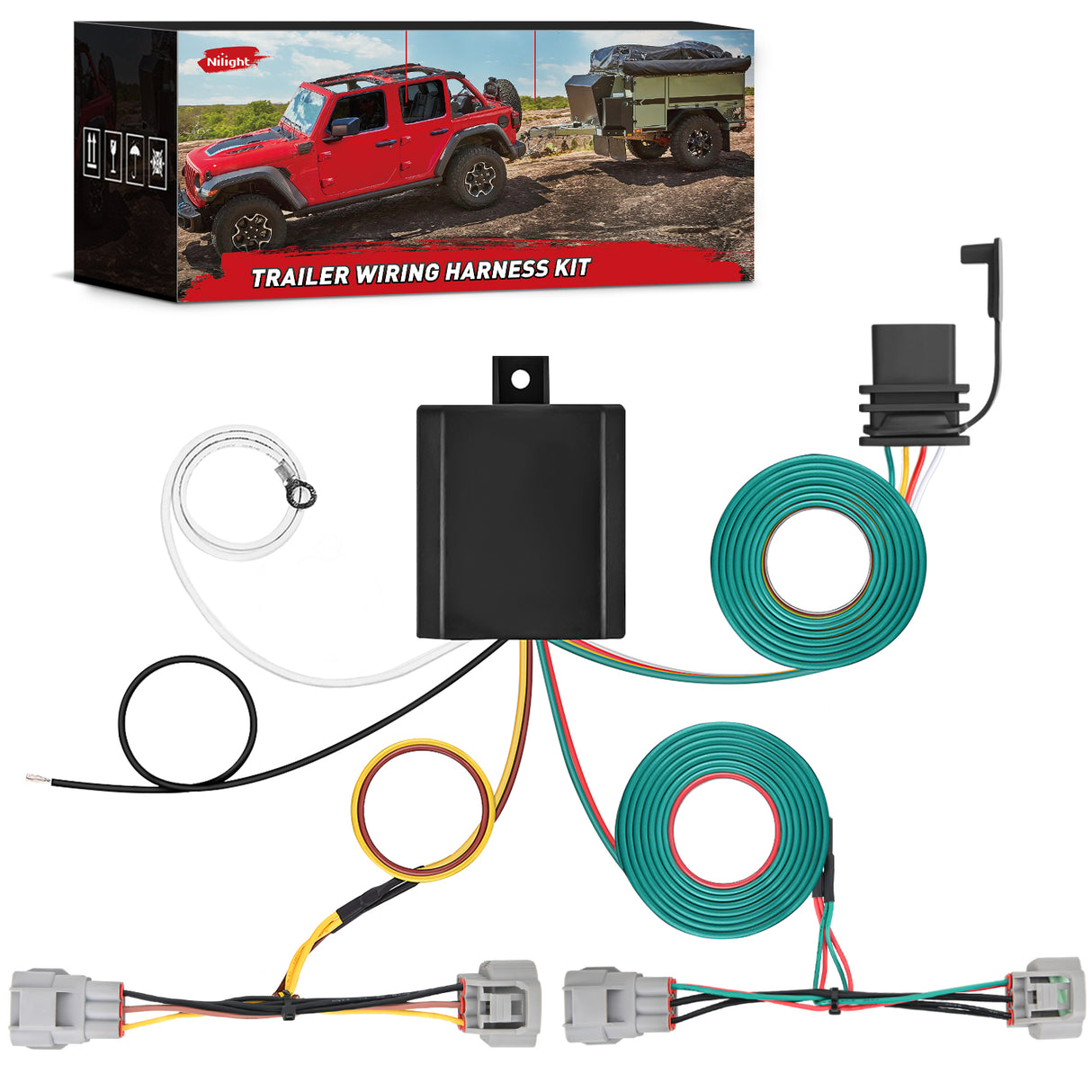 4 Pin Trailer Wiring Harness Kit 55513 Custom for Toyota Tacoma Hilux T100 1993 1994 1995 1996 1997 1998 2005 2006 2007 2008 2009 2010 2011 2012 2013 2014 2015