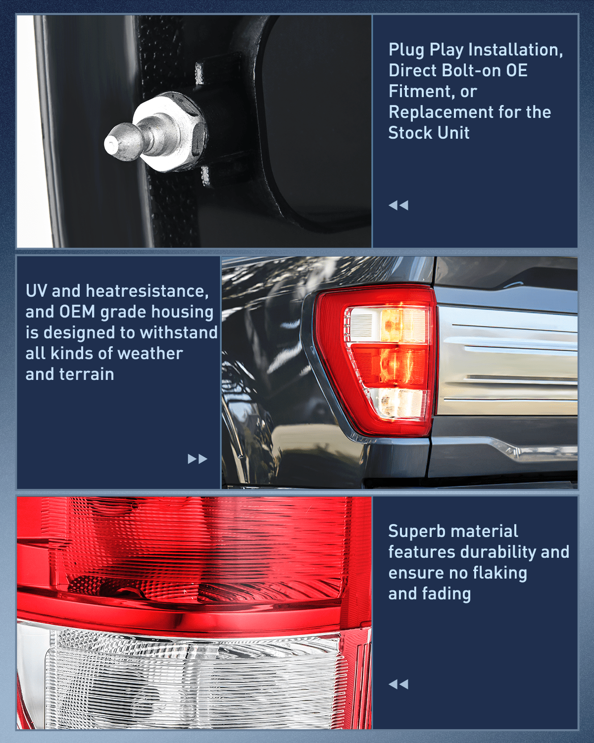 Nilight Taillight Assembly Compatible with 2021 2022 2023 Ford F150 XL Non Blind Spot Tail Light Model Rear Lamp Replacement OE Style halogen bulbs Driver Side