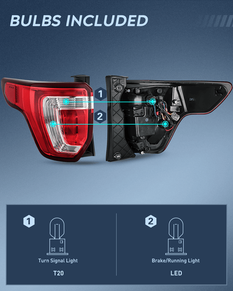 Nilight Taillight Assembly Compatible with 2016 2017 2018 2019 Ford Explorer Rear Lamp Replacement OE Style LED and halogen bulbs Driver Side Passenger