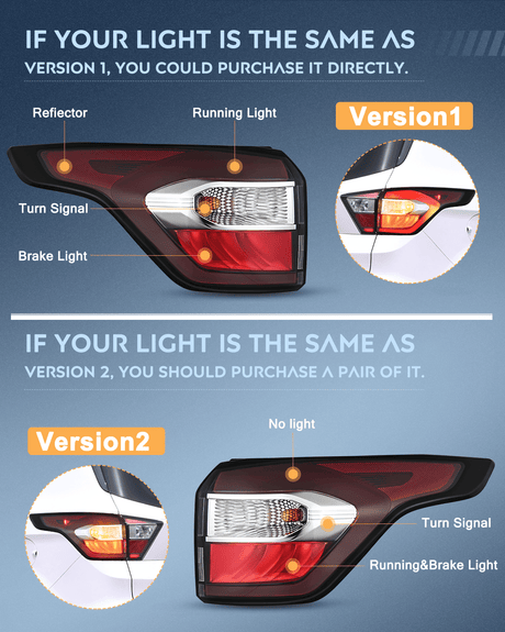 Nilight Taillight Assembly Compatible with 2017 2018 2019 Ford Escape Kuga Outer Rear Lamp Replacement OE Style LED and halogen bulbs Driver Side Passenger