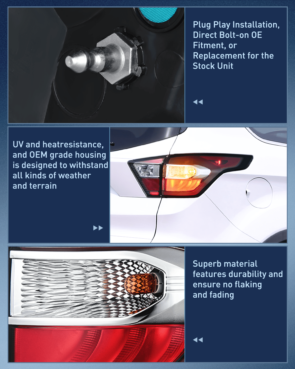 Nilight Taillight Assembly Compatible with 2017 2018 2019 Ford Escape Kuga Outer Rear Lamp Replacement OE Style LED and halogen bulbs Passenger Side