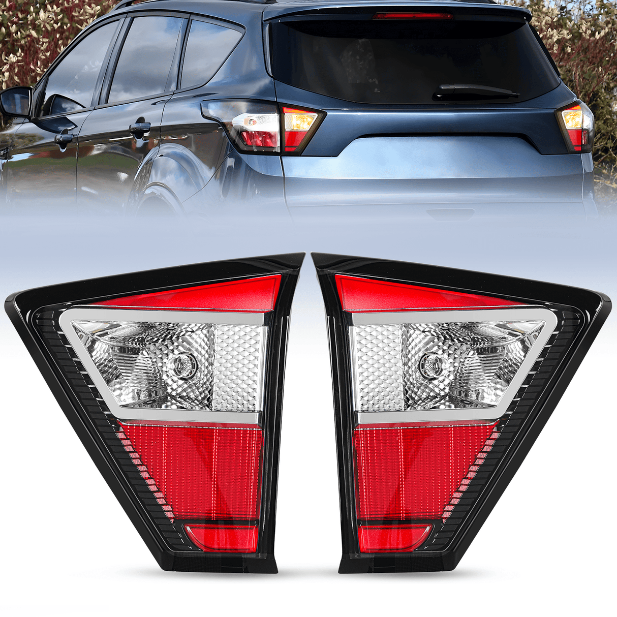 Nilight Taillight Assembly Compatible with 2017 2018 2019 Ford Escape Kuga Inner Rear Lamp Replacement OE Style LED and halogen bulbs Driver Passenger Side