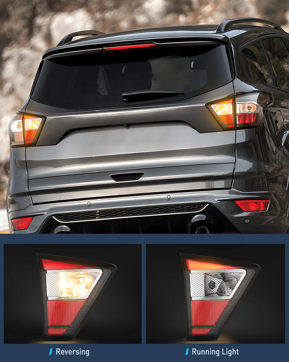 Nilight Taillight Assembly Compatible with 2017 2018 2019 Ford Escape Kuga Inner Rear Lamp Replacement OE Style LED and halogen bulbs Driver Passenger Side