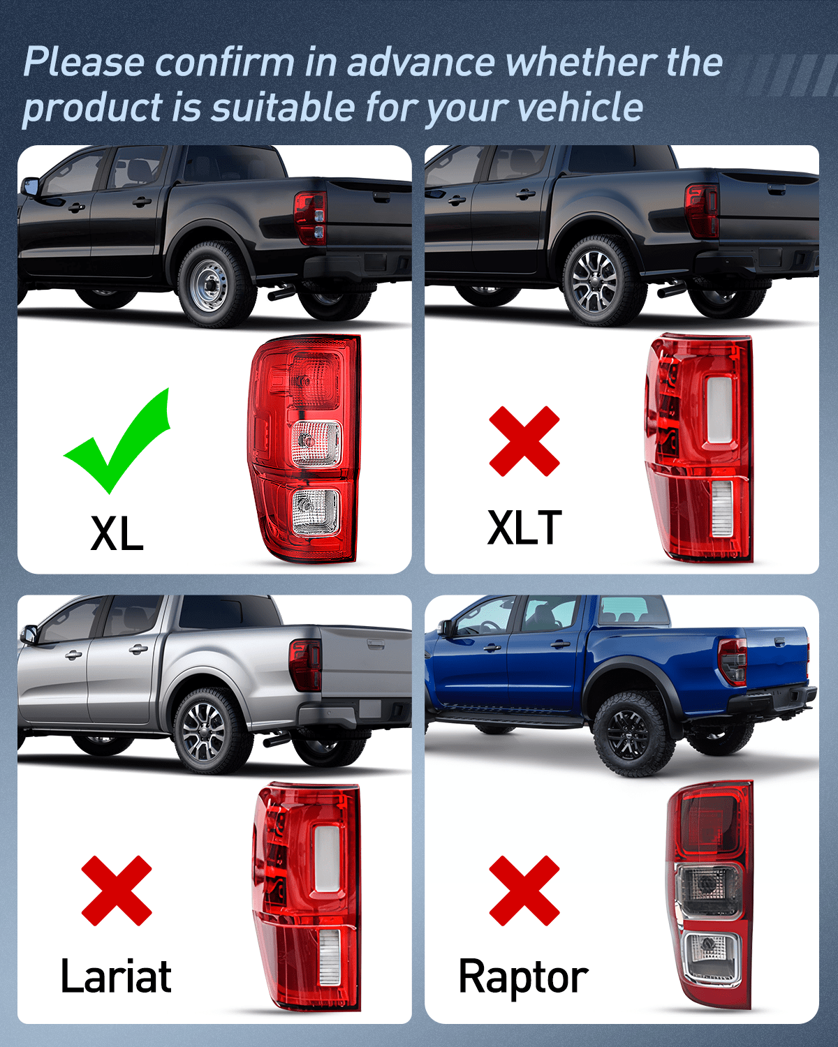 Nilight Taillight Assembly Compatible with 2019 2020 2021 2022 2023 Ford Ranger XL Rear Lamp Replacement OE Style LED and halogen bulbs Driver Passenger Side
