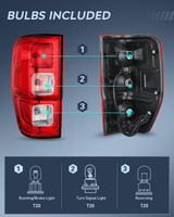 Nilight Taillight Assembly Compatible with 2019 2020 2021 2022 2023 Ford Ranger XL Rear Lamp Replacement OE Style LED and halogen bulbs Driver Passenger Side