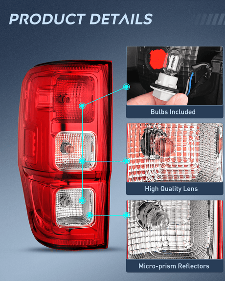 Nilight Taillight Assembly Compatible with 2019 2020 2021 2022 2023 Ford Ranger XL Rear Lamp Replacement OE Style LED and halogen bulbs Driver Passenger Side