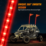 LED Whip Light 3FT LED Whip Light with Aluminum Base Red Color