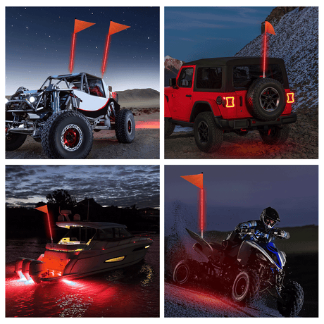 LED Whip Light 3FT LED Whip Light with Aluminum Base Red Color