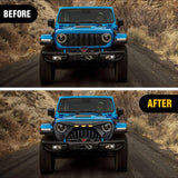 Front Bumper Grill Cover Front Bumper Grill Cover for 2018 2019 2020 2021 2022 2023 2024 2025 Wrangler JL and Gladiator JT with LED Amber Lights Matte Black