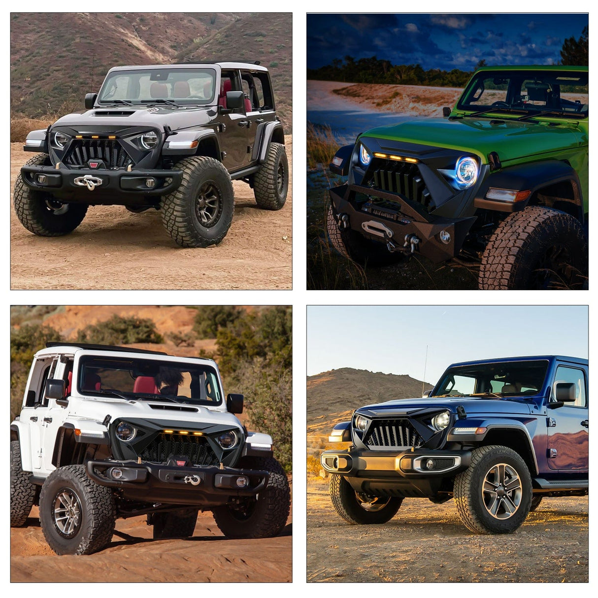 Front Bumper Grill Cover Front Bumper Grill Cover for 2018 2019 2020 2021 2022 2023 2024 2025 Wrangler JL and Gladiator JT with LED Amber Lights Matte Black