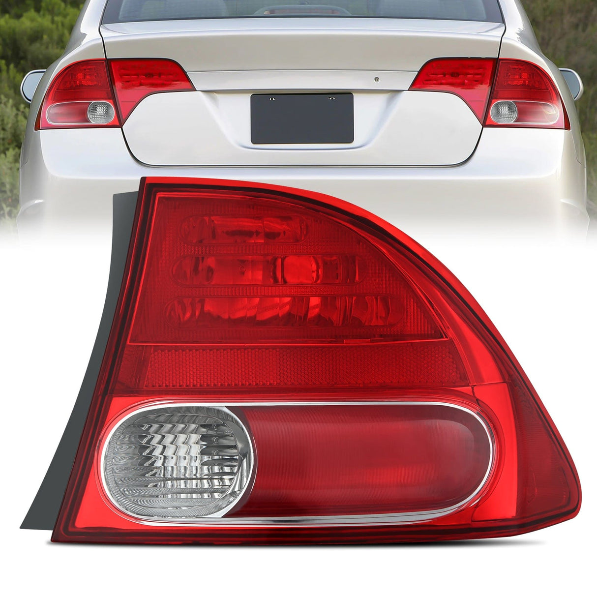 Nilight Taillight Assembly Compatible with 2006 2007 2008 Honda Civic Sedan Hybrid DX EX GX LX 4 Door Rear Lamp Replacement OE Style Passenger Side