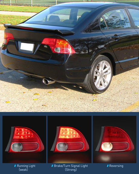 Nilight Taillight Assembly Compatible with 2006 2007 2008 Honda Civic Sedan Hybrid DX EX GX LX 4 Door Rear Lamp Replacement OE Style Passenger Side