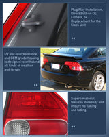 Nilight Taillight Assembly Compatible with 2006 2007 2008 Honda Civic Sedan Hybrid DX EX GX LX 4 Door Rear Lamp Replacement OE Style Driver and Passenger Side