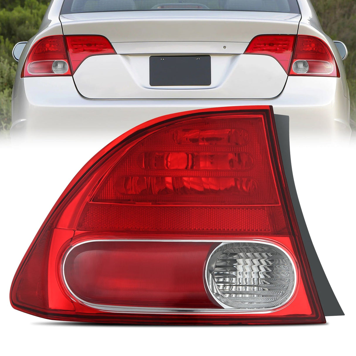 Nilight Taillight Assembly Compatible with 2006 2007 2008 Honda Civic Sedan Hybrid DX EX GX LX 4 Door Rear Lamp Replacement OE Style Driver Side