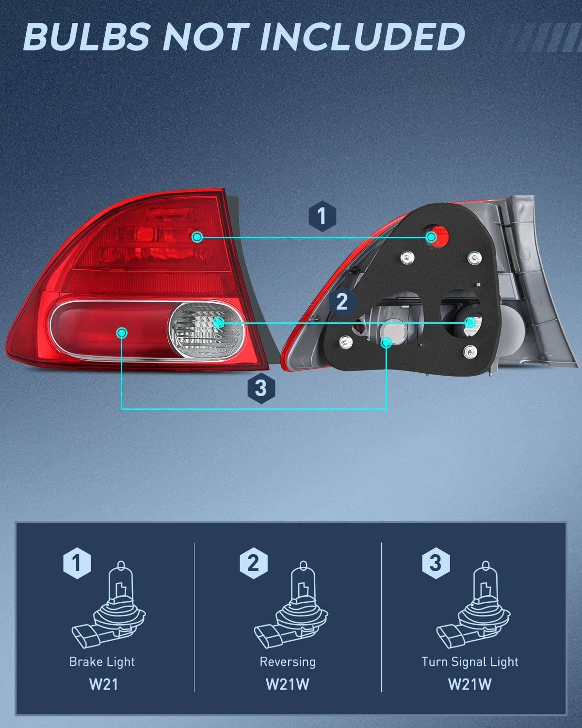 Nilight Taillight Assembly Compatible with 2006 2007 2008 Honda Civic Sedan Hybrid DX EX GX LX 4 Door Rear Lamp Replacement OE Style Driver Side