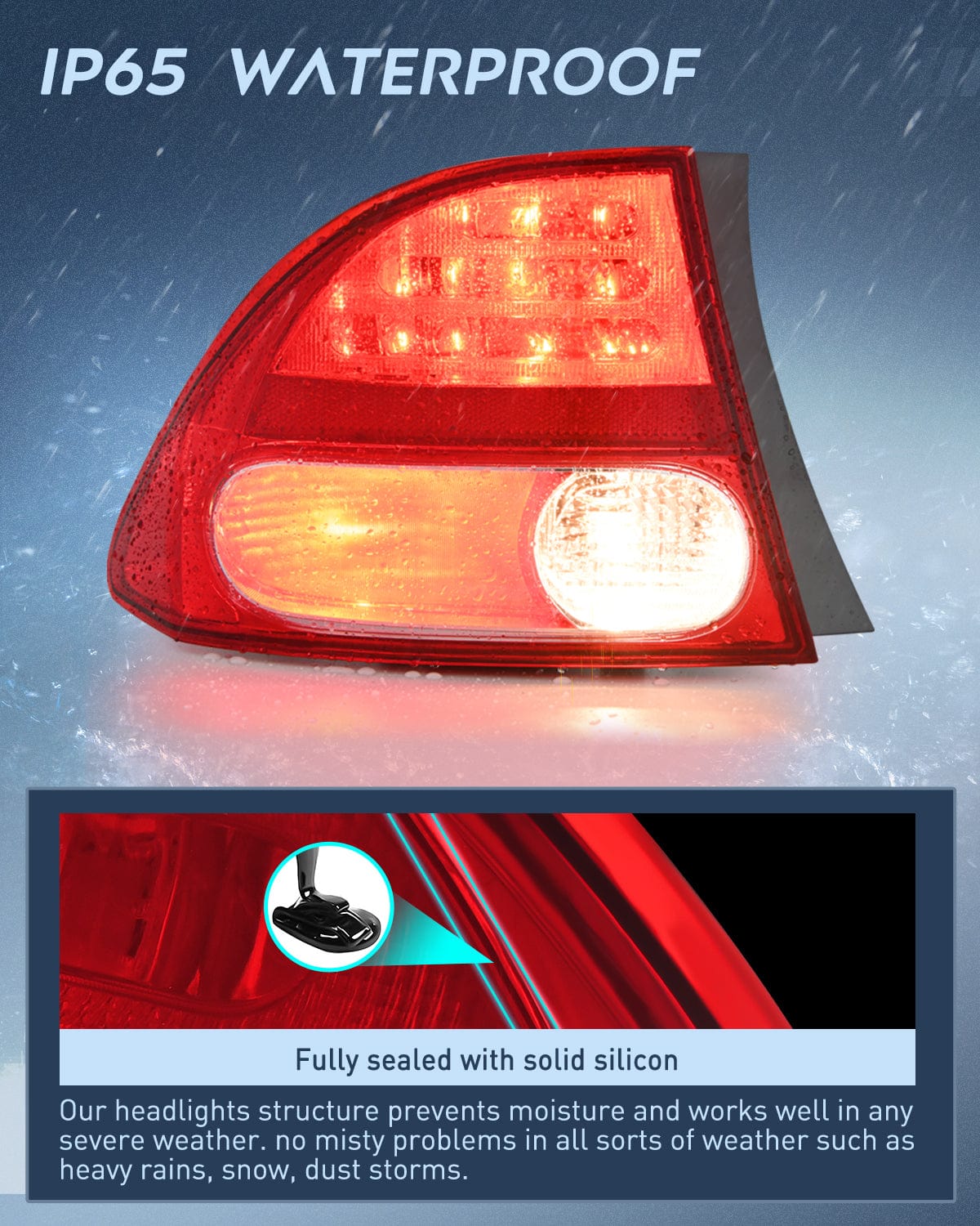 Nilight Taillight Assembly Compatible with 2006 2007 2008 Honda Civic Sedan Hybrid DX EX GX LX 4 Door Rear Lamp Replacement OE Style Driver Side