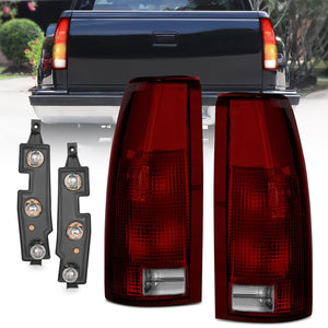 Taillight Assembly Compatible with 1988 1989 1990 1991 1992 1993 1994 1995 1996 1997 1998 1999 Chevy GMC C/K Suburban Blazer Tahoe Yukon 2000 Cadillac Escalade Pair Dark Red Lens