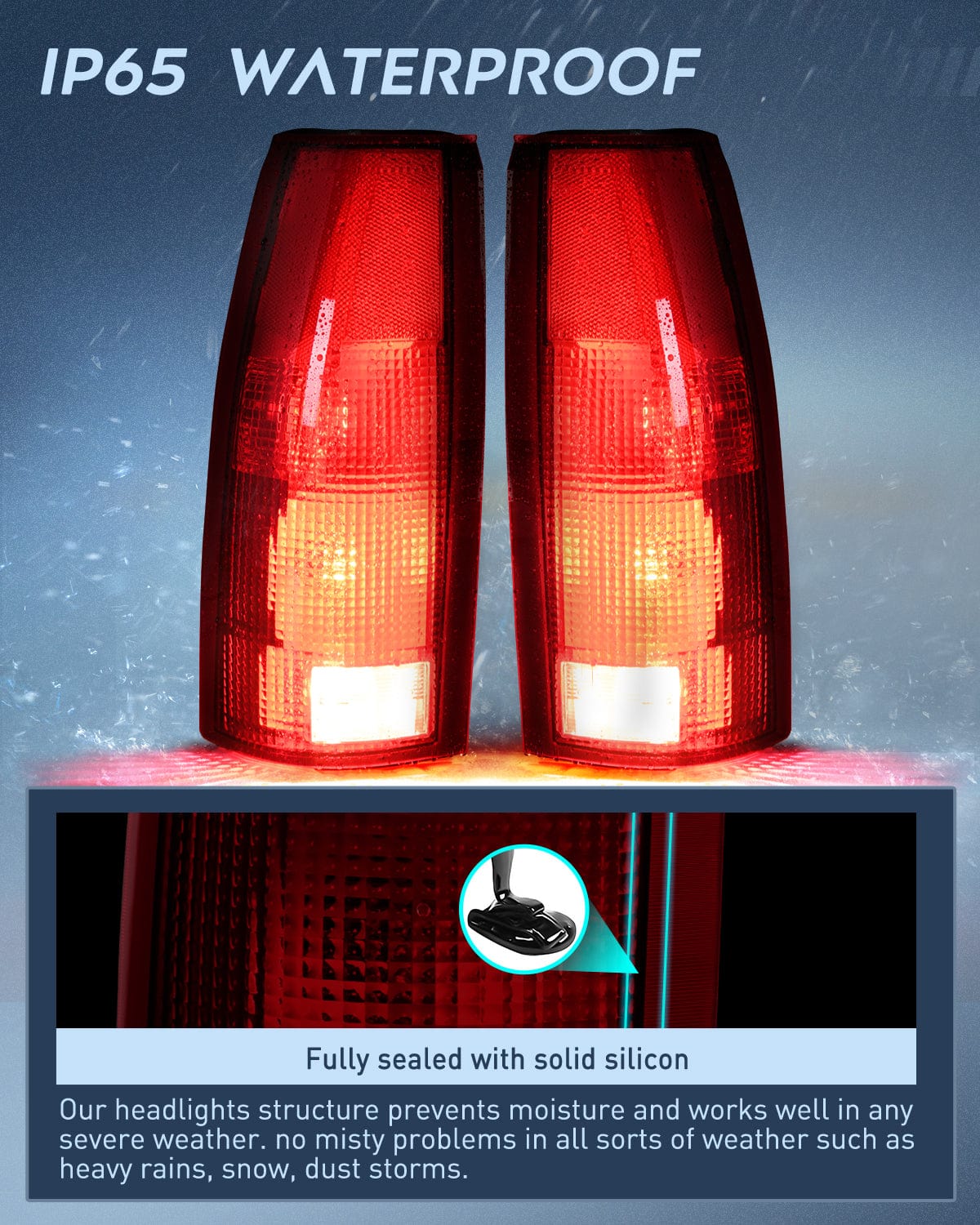Nilight Taillight Assembly Compatible with 1988 1989 1990 1991 1992 1993 1994 1995 1996 1997 1998 1999 Chevy GMC C/K Suburban Blazer Tahoe Yukon 2000 Cadillac Escalade Pair Dark Red Lens