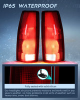 Nilight Taillight Assembly Compatible with 1988 1989 1990 1991 1992 1993 1994 1995 1996 1997 1998 1999 Chevy GMC C/K Suburban Blazer Tahoe Yukon 2000 Cadillac Escalade Pair Dark Red Lens