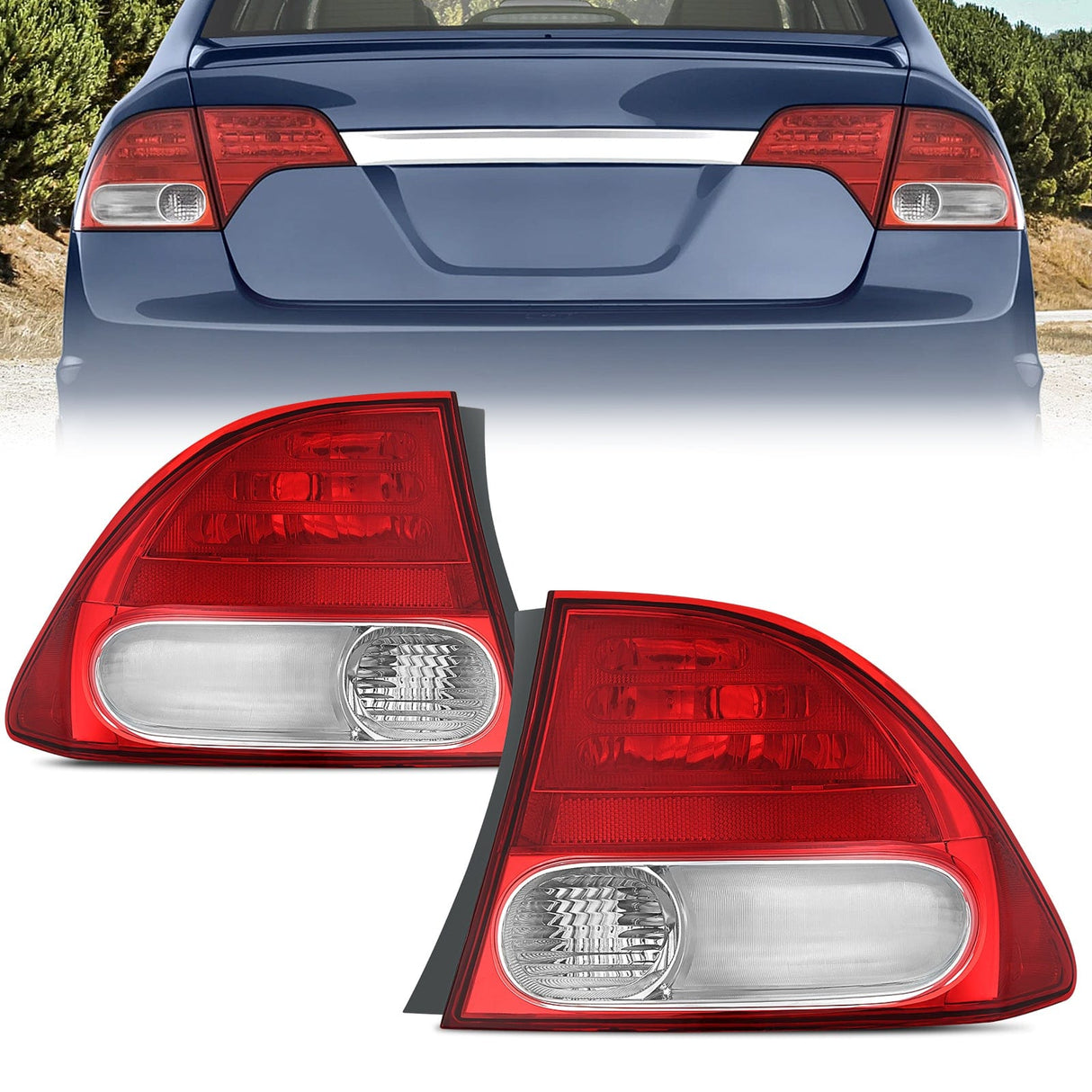 Nilight Taillight Assembly Compatible with 2009 2010 2011 Honda Civic Sedan Hybrid 4 Door Rear Lamp Replacement OE Style Driver and Passenger Side