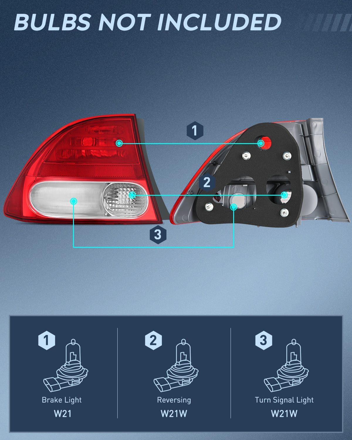 Nilight Taillight Assembly Compatible with 2009 2010 2011 Honda Civic Sedan Hybrid 4 Door Rear Lamp Replacement OE Style Driver and Passenger Side