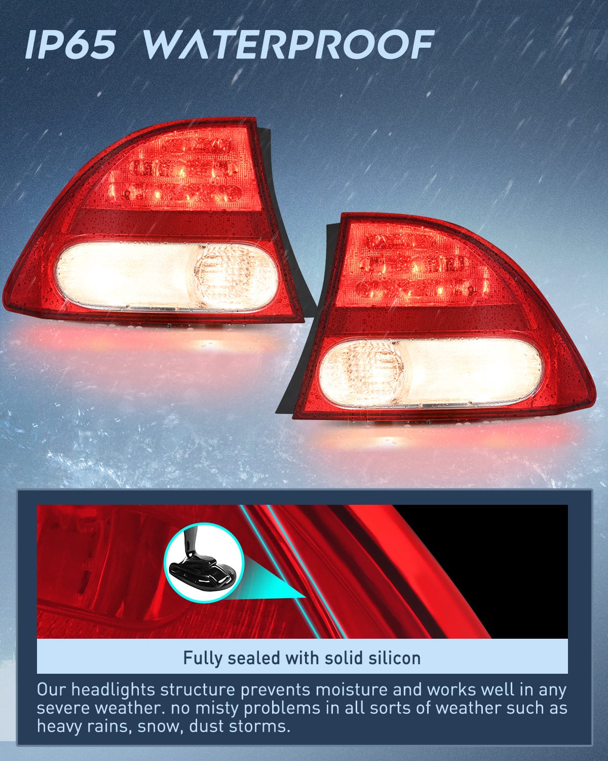 Nilight Taillight Assembly Compatible with 2009 2010 2011 Honda Civic Sedan Hybrid 4 Door Rear Lamp Replacement OE Style Driver and Passenger Side