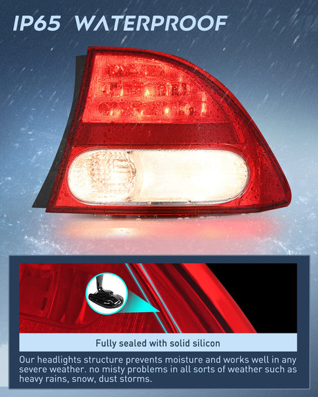 Nilight Taillight Assembly Compatible with 2009 2010 2011 Honda Civic Sedan Hybrid 4 Door Rear Lamp Replacement OE Style Passenger Side