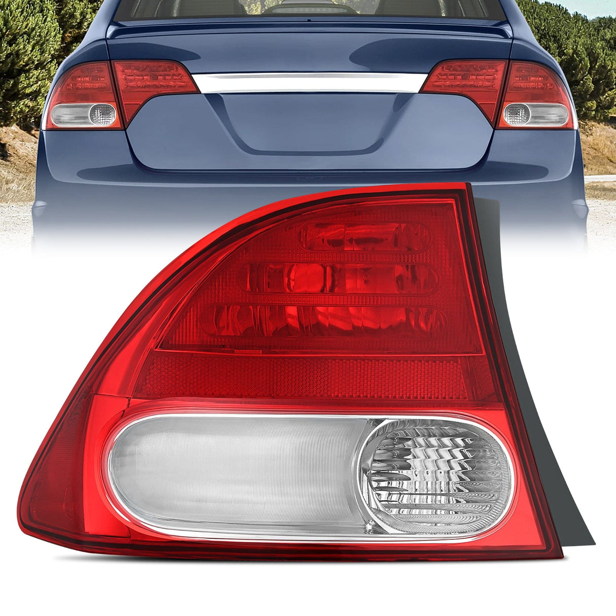 Taillight Assembly Taillight Assembly Compatible with 2006 2007 2008 Honda Civic Sedan Hybrid DX EX GX LX 4 Door Rear Lamp Replacement OE Style Driver Side