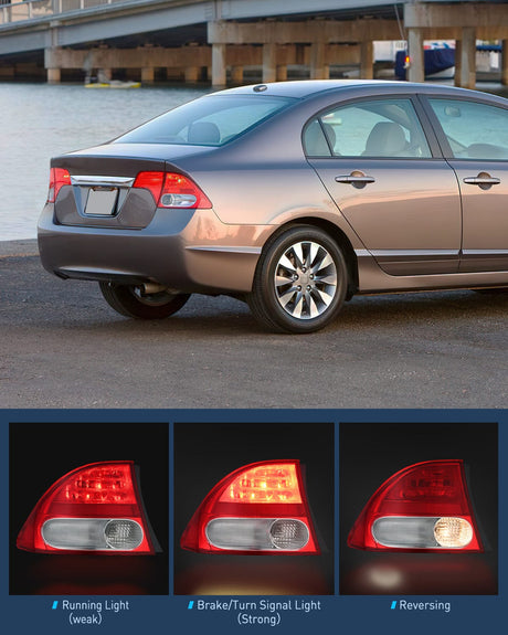 Taillight Assembly Taillight Assembly Compatible with 2006 2007 2008 Honda Civic Sedan Hybrid DX EX GX LX 4 Door Rear Lamp Replacement OE Style Driver Side