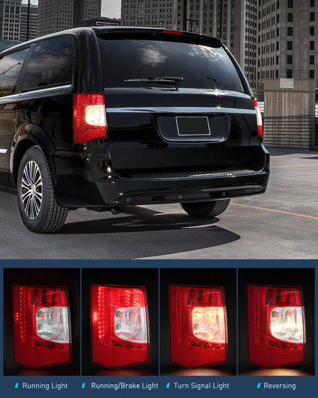 Nilight Taillight Assembly Compatible with 2011 2012 2013 2014 2015 2016 Chrysler Town & Country with LED Type Taillights Only Rear Lamp OE Style Driver Side