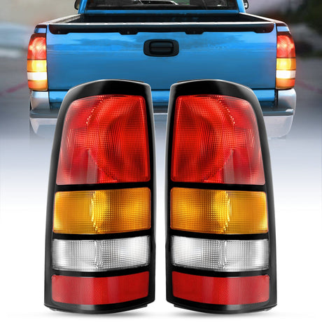 Nilight Taillight Assembly Compatible with 1999-2002 Chevy Silverado 1500 2500 3500 1999-2006 GMC Sierra 1500 2500 3500 Rear Lamp Replacement OE Style Driver Side and Passenger side Black Border