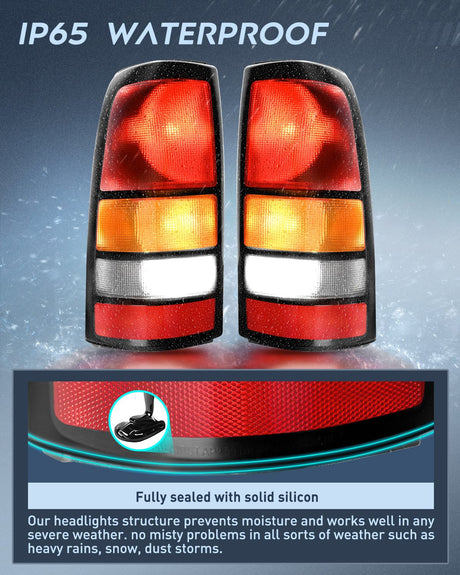 Nilight Taillight Assembly Compatible with 1999-2002 Chevy Silverado 1500 2500 3500 1999-2006 GMC Sierra 1500 2500 3500 Rear Lamp Replacement OE Style Driver Side and Passenger side Black Border