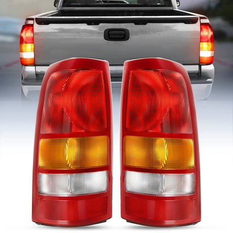 Nilight Taillight Assembly Compatible with 1999 2000 2001 2002 Chevy Silverado 2003 2004 2005 2006 GMC Sierra 1500 2500 3500 Rear Lamp Replacement OE Style Driver and Passenger Side Red Border