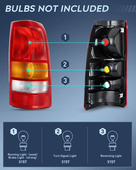 Nilight Taillight Assembly Compatible with 1999 2000 2001 2002 Chevy Silverado 2003 2004 2005 2006 GMC Sierra 1500 2500 3500 Rear Lamp Replacement OE Style Driver and Passenger Side Red Border