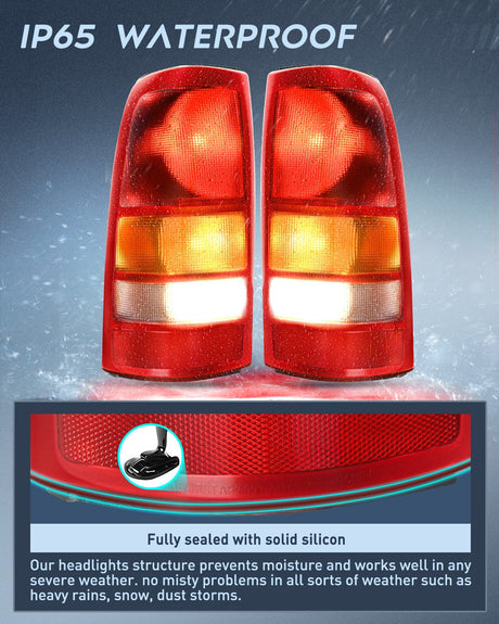 Nilight Taillight Assembly Compatible with 1999 2000 2001 2002 Chevy Silverado 2003 2004 2005 2006 GMC Sierra 1500 2500 3500 Rear Lamp Replacement OE Style Driver and Passenger Side Red Border