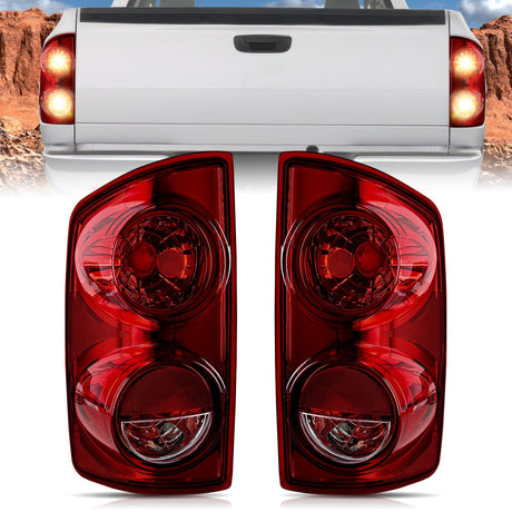 Nilight Taillight Assembly Compatible with 2007 2008 Dodge Ram 1500 2007 2008 2009 Dodge Ram 2500 3500 Rear Lamp Replacement OE Style Driver Side and Passenger Side Dark Red Lens