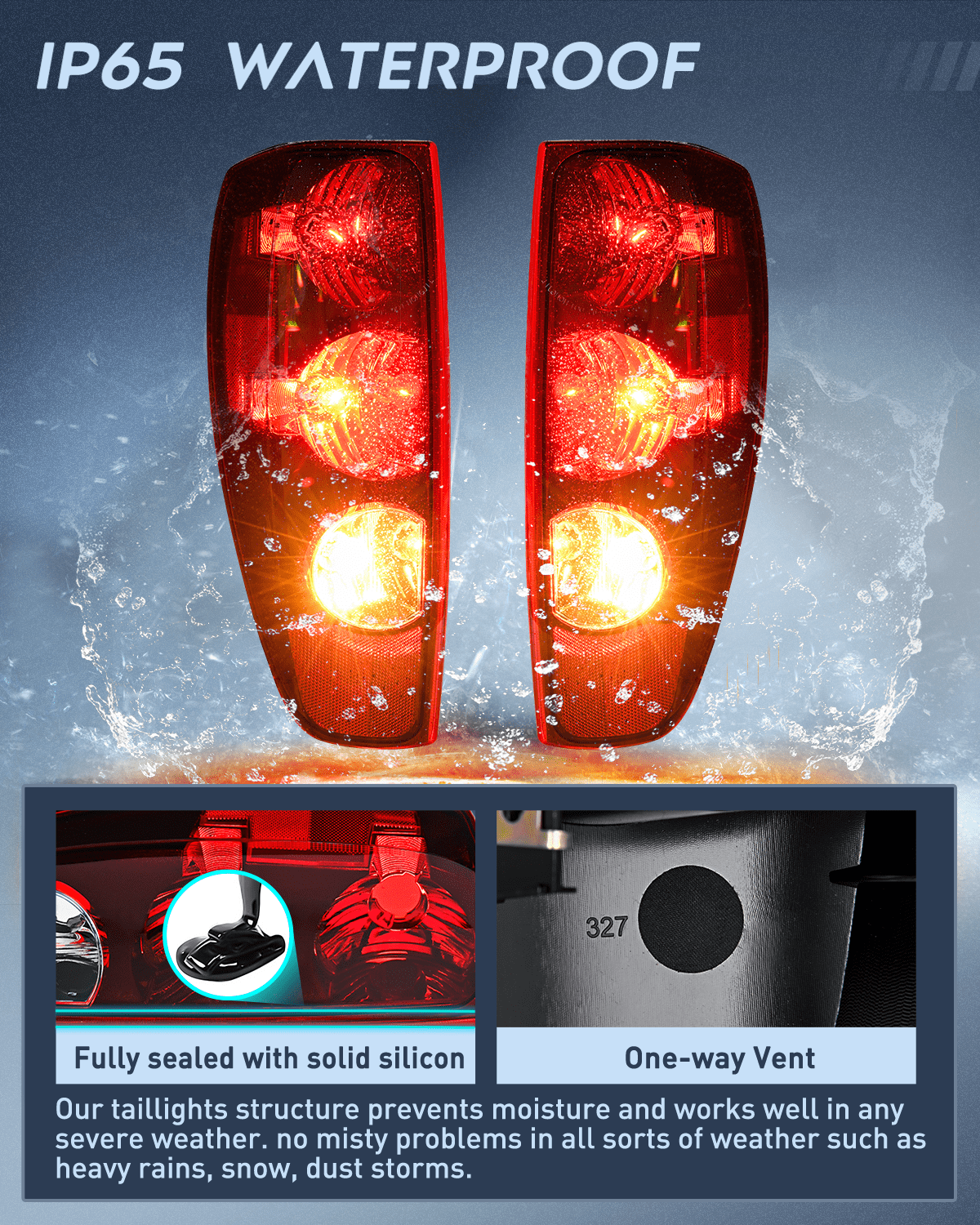 Nilight 2004 2005 2006 2007 2008 2009 2010 2011 2012 Chevy Colorado GMC Canyon Headlight and Taillight Assembly Combo OE Style Black Housing Amber Reflector with Red Tail Light